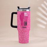Breast Cancer Awareness - Personalized Breast Cancer Awareness Tumbler With Handle