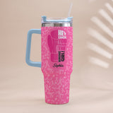 Breast Cancer Awareness - Personalized Breast Cancer Awareness Tumbler With Handle