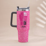 Breast Cancer Awareness - Personalized Breast Cancer Awareness Tumbler With Handle