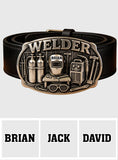 Proud Welder - Personalized Welder Leather Belt With Shaped Buckle