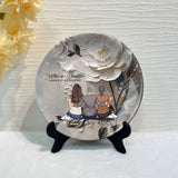 Mère et filles liées à jamais - Assiette ronde en céramique personnalisée pour maman