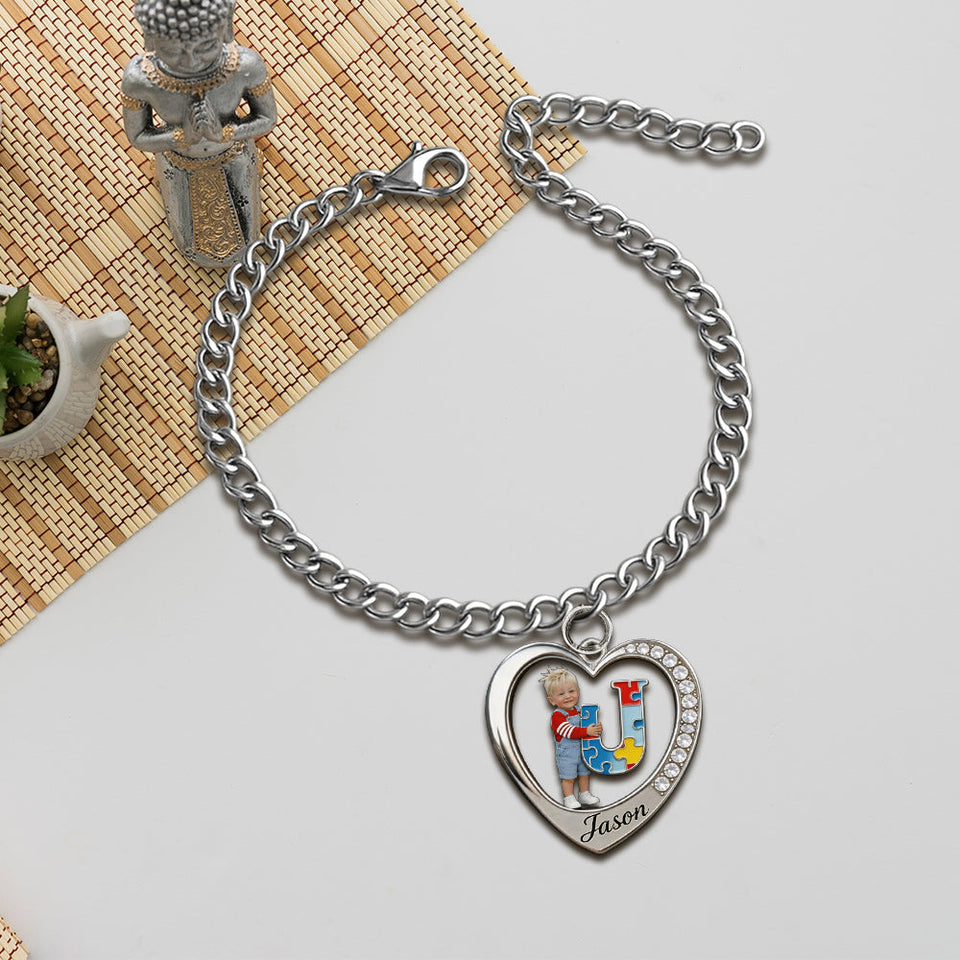 Custom From Any Photo, Car Interior Decoration, Steering Wheel Rosary Charm - Personalized Autism Awareness Bracelet With Charms