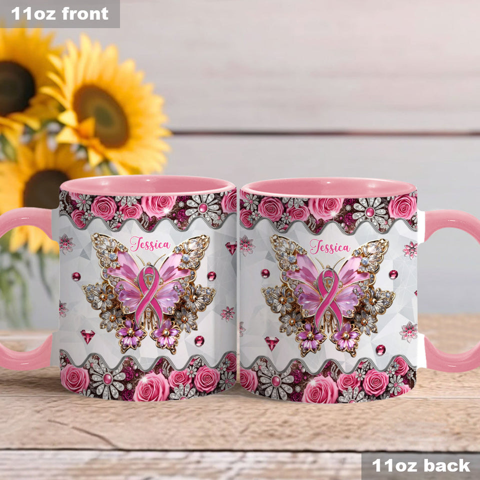 Faith Hope Love - Personalized Breast Cancer Awareness Accent Mug