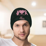 Bonnet personnalisé « Peace Love Cure » ​​avec ruban rose – Sensibilisation au cancer du sein