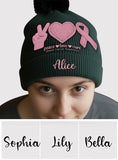 Bonnet personnalisé « Peace Love Cure » ​​avec ruban rose – Sensibilisation au cancer du sein