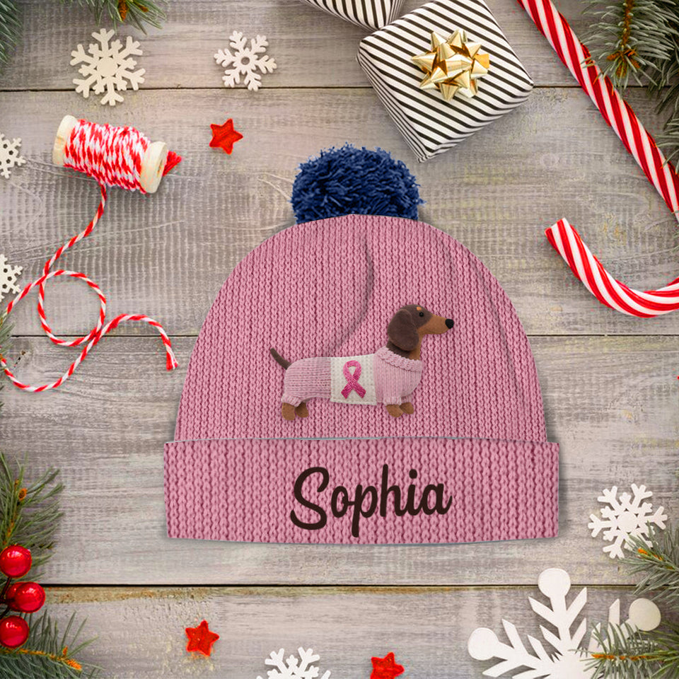 Faith Hope Love - Personalized Breast Cancer Awareness Beanie Hat