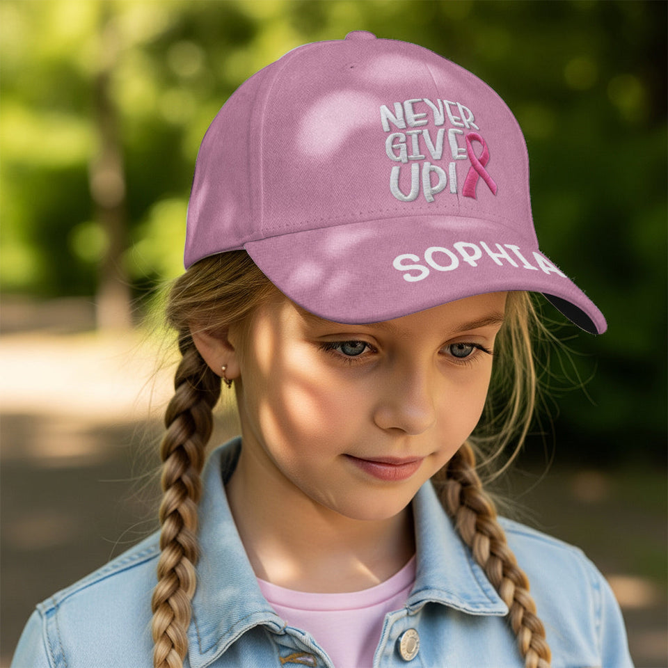 Never Give Up - Personalized Breast Cancer Awareness Classic Cap