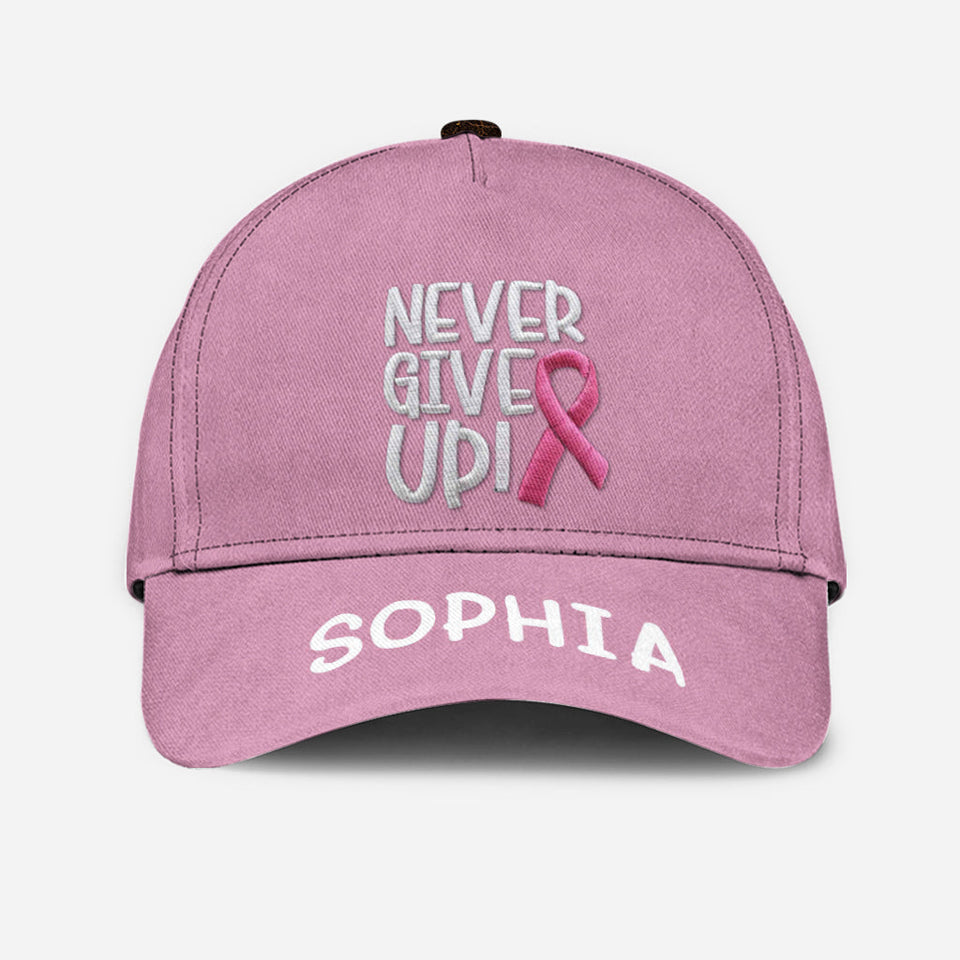 Never Give Up - Personalized Breast Cancer Awareness Classic Cap