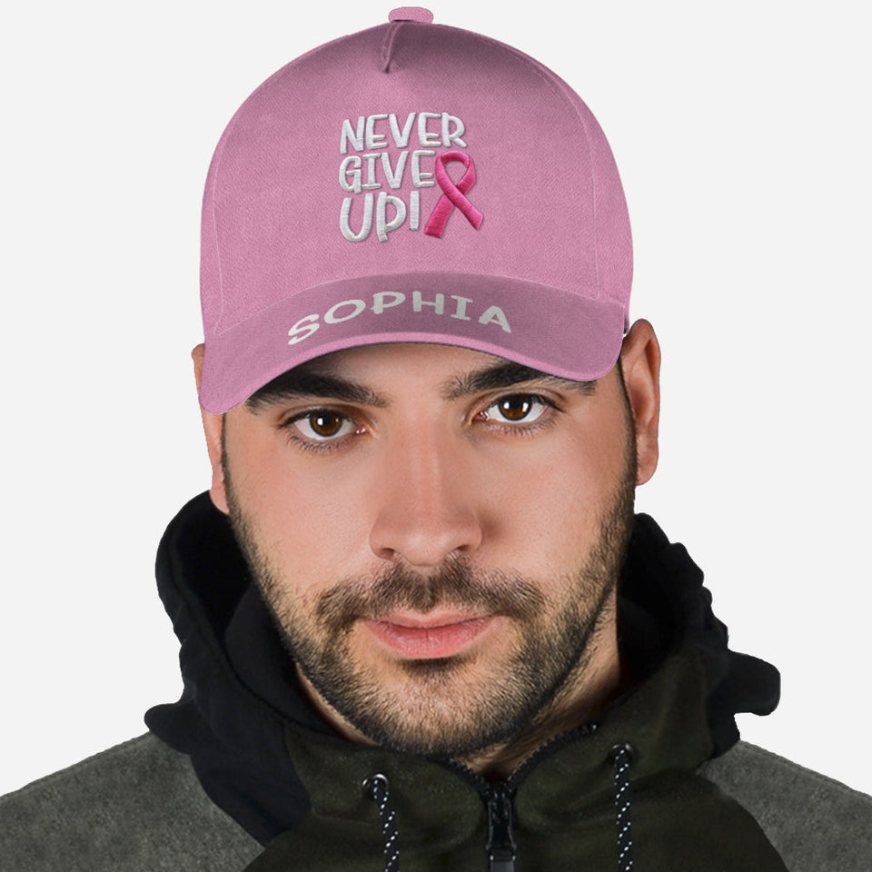 Never Give Up - Personalized Breast Cancer Awareness Classic Cap