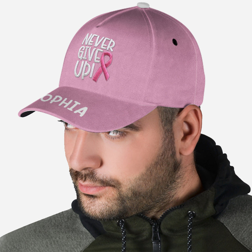 Never Give Up - Personalized Breast Cancer Awareness Classic Cap