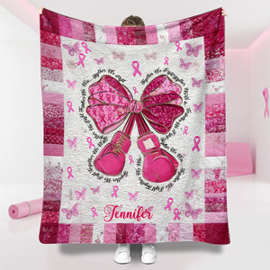 Warrior - Personalized Breast Cancer Awareness Blanket
