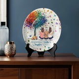 Mother And Daughter Forever Linked Together - Personalized Mother Ceramic Round Plate