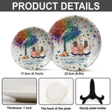 Mother And Daughter Forever Linked Together - Personalized Mother Ceramic Round Plate