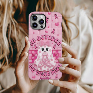 Cute Ghost Breast Cancer - Personalized Breast Cancer Awareness Full Print Phone Case