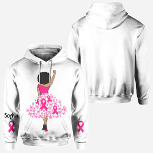 Black Woman Strength Pink Ribbon - Personalized Breast Cancer Awareness All Over Shirt