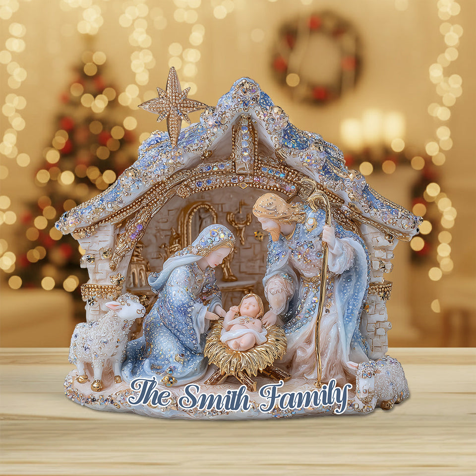 Crèche - Plaque acrylique chrétienne personnalisée en forme de jaquette