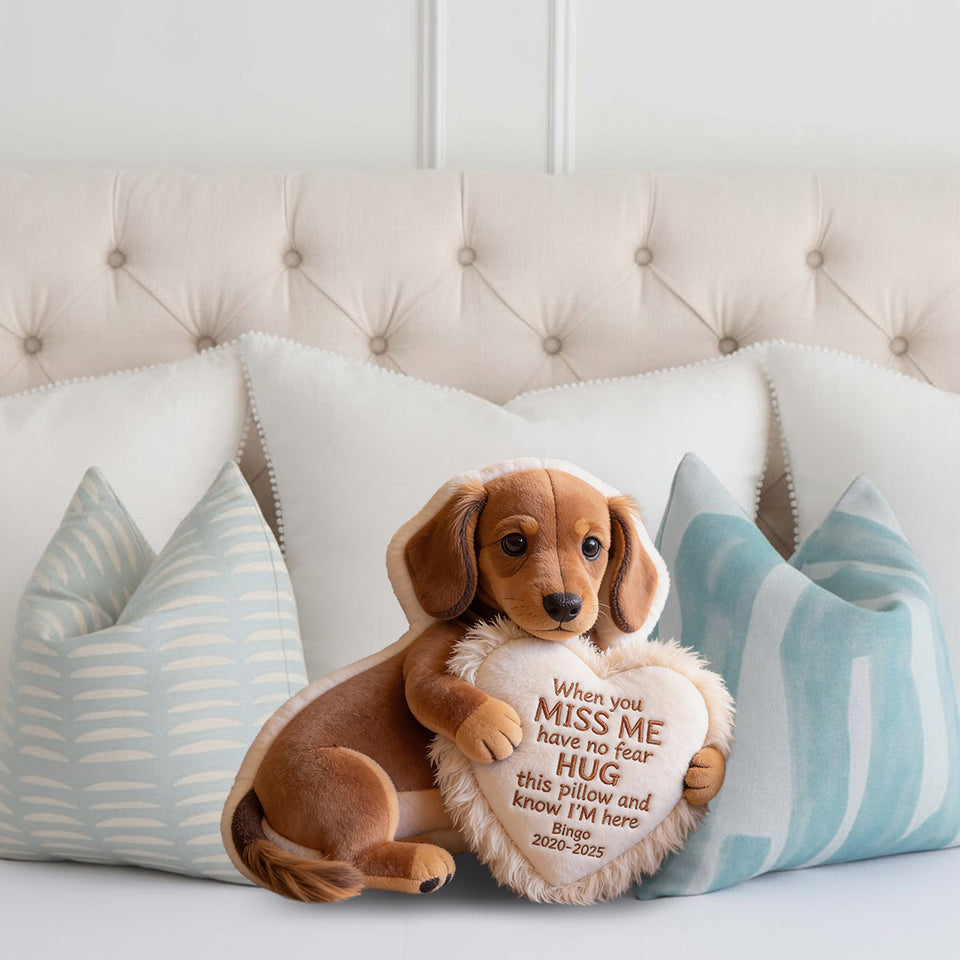 Coussin commémoratif personnalisé en fausse fourrure - À partir d'une photo - Quand tu me manques