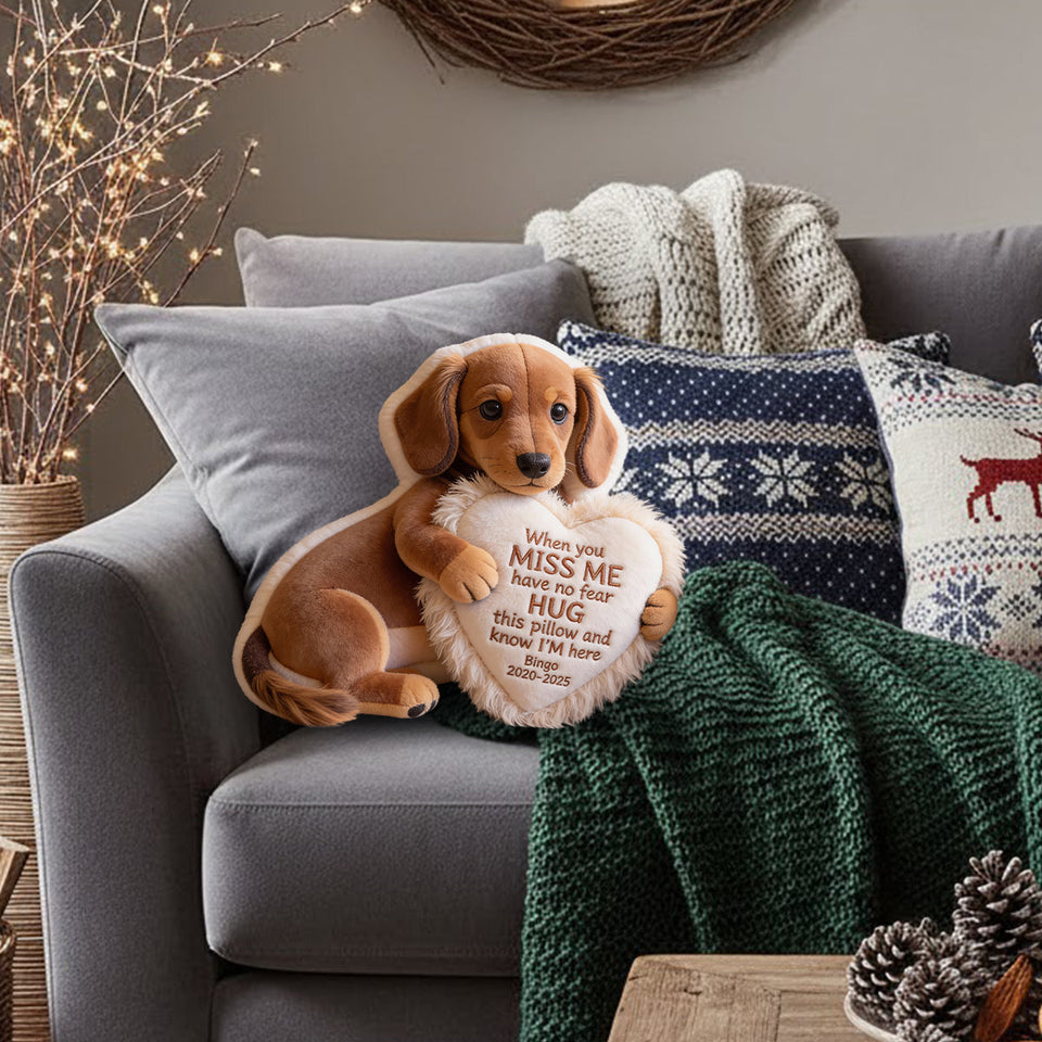 Coussin commémoratif personnalisé en fausse fourrure - À partir d'une photo - Quand tu me manques