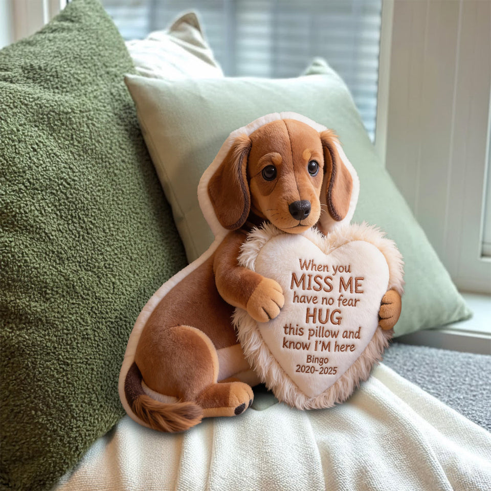 Coussin commémoratif personnalisé en fausse fourrure - À partir d'une photo - Quand tu me manques