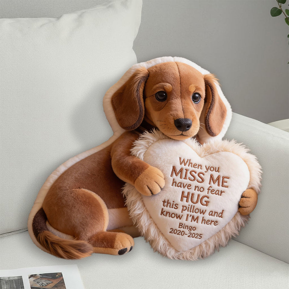 Coussin commémoratif personnalisé en fausse fourrure - À partir d'une photo - Quand tu me manques