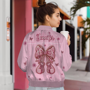 Nous portons du rose - Veste bomber personnalisée pour la sensibilisation au cancer du sein