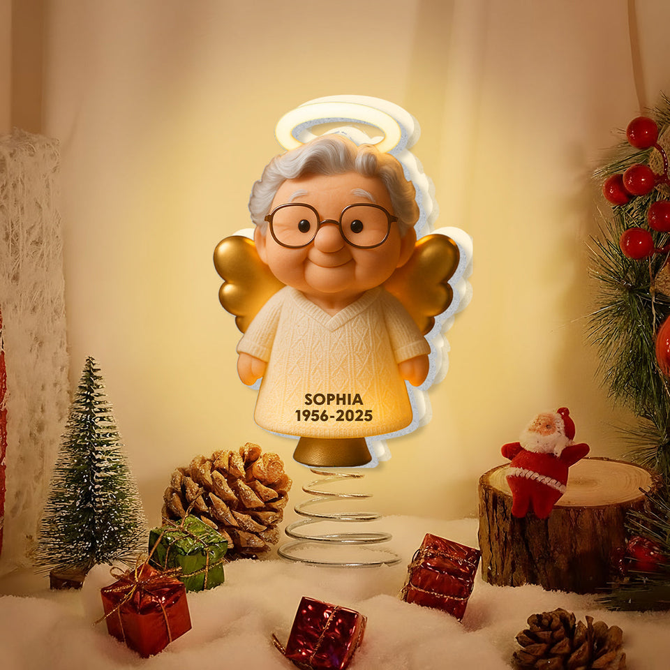 Christmas Memorial - Personalized Memorial LED Light Tree Topper
