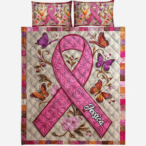 Faith Hope Love - Personalized Breast Cancer Awareness Quilt Set