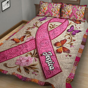 Faith Hope Love - Personalized Breast Cancer Awareness Quilt Set