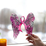 Breast Cancer Awareness - Support Pink Ribbon Angel Wing - Personalized Breast Cancer Awareness Window Hanging Suncatcher Ornament