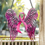 Breast Cancer Awareness - Support Pink Ribbon Angel Wing - Personalized Breast Cancer Awareness Window Hanging Suncatcher Ornament