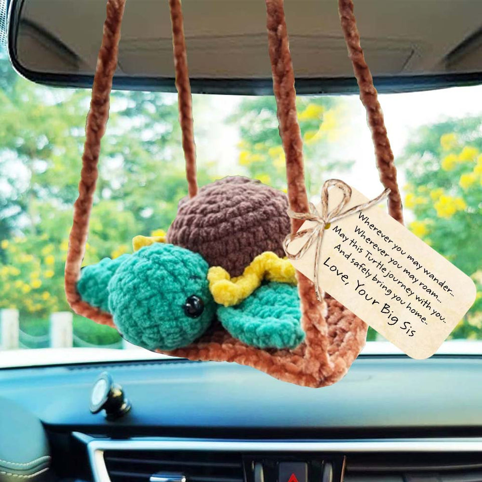 Tortue Tournesol Porte-Bonheur - Tortue au Crochet à Accrocher en Voiture avec Carte