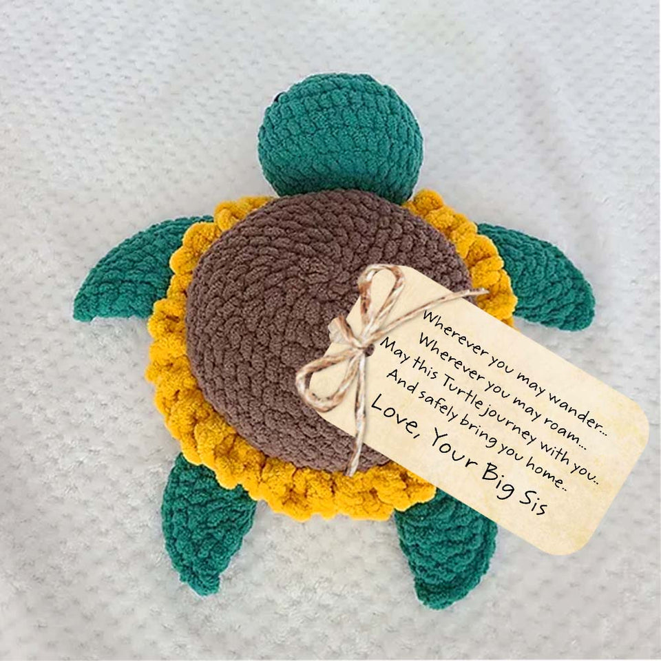 Tortue Tournesol Porte-Bonheur - Tortue au Crochet à Accrocher en Voiture avec Carte