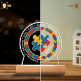 Autism Awareness Affirmation Puzzle Piece - Personalized Autism Awareness Shaped Plaque Light Base