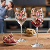 Pink Ribbon - Personalized Breast Cancer Awareness Wine Glass With Long Stem