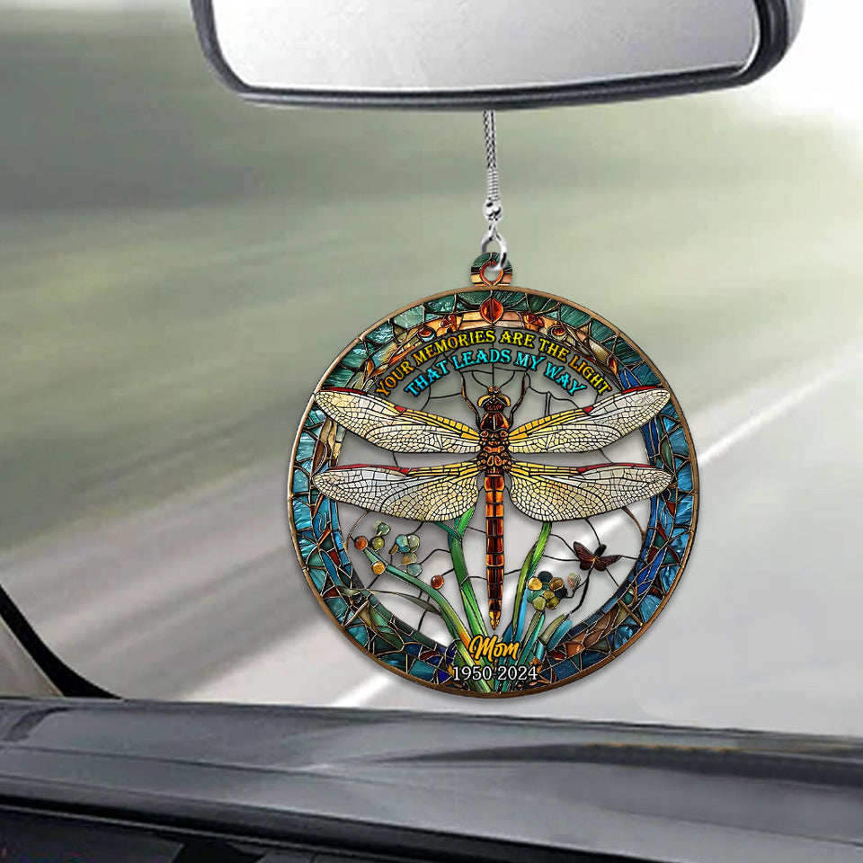 Tes souvenirs sont la lumière qui guide mon chemin - Ornement de voiture commémoratif personnalisé