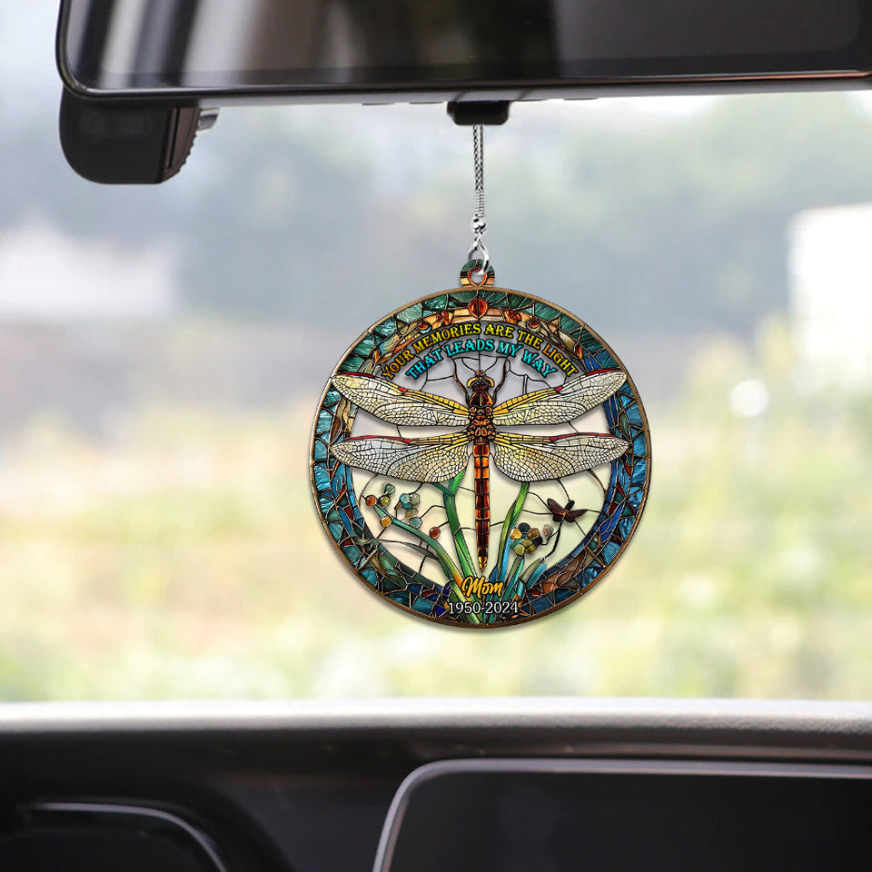 Tes souvenirs sont la lumière qui guide mon chemin - Ornement de voiture commémoratif personnalisé
