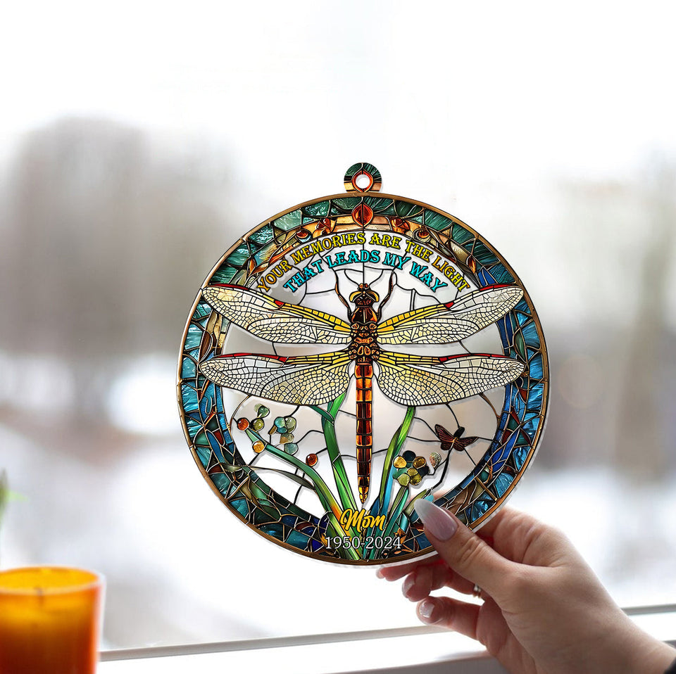 Tes souvenirs sont la lumière qui me guide - Ornement attrape-soleil personnalisé à suspendre à la fenêtre - Souvenir commémoratif 