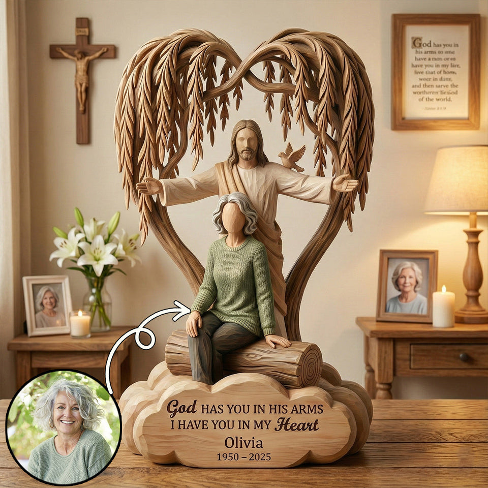 God Has You in His Arms - Personalized Memorial Custom Shaped Acrylic Plaque