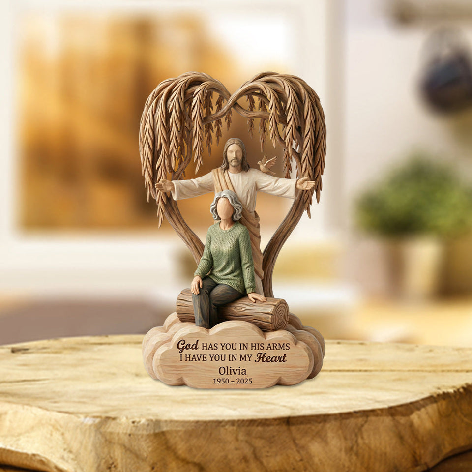 God Has You in His Arms - Personalized Memorial Custom Shaped Acrylic Plaque