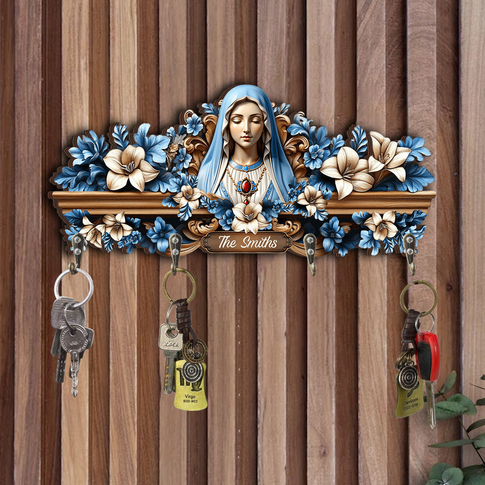 Tu es protégé(e) à jamais par Marie - Porte-clés chrétien personnalisé.