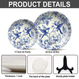 Assiette ronde en céramique personnalisée avec un magnifique motif Toile de Jouy colibri