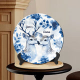 Couple de chasseurs - Assiette ronde en céramique personnalisée sur le thème de la chasse