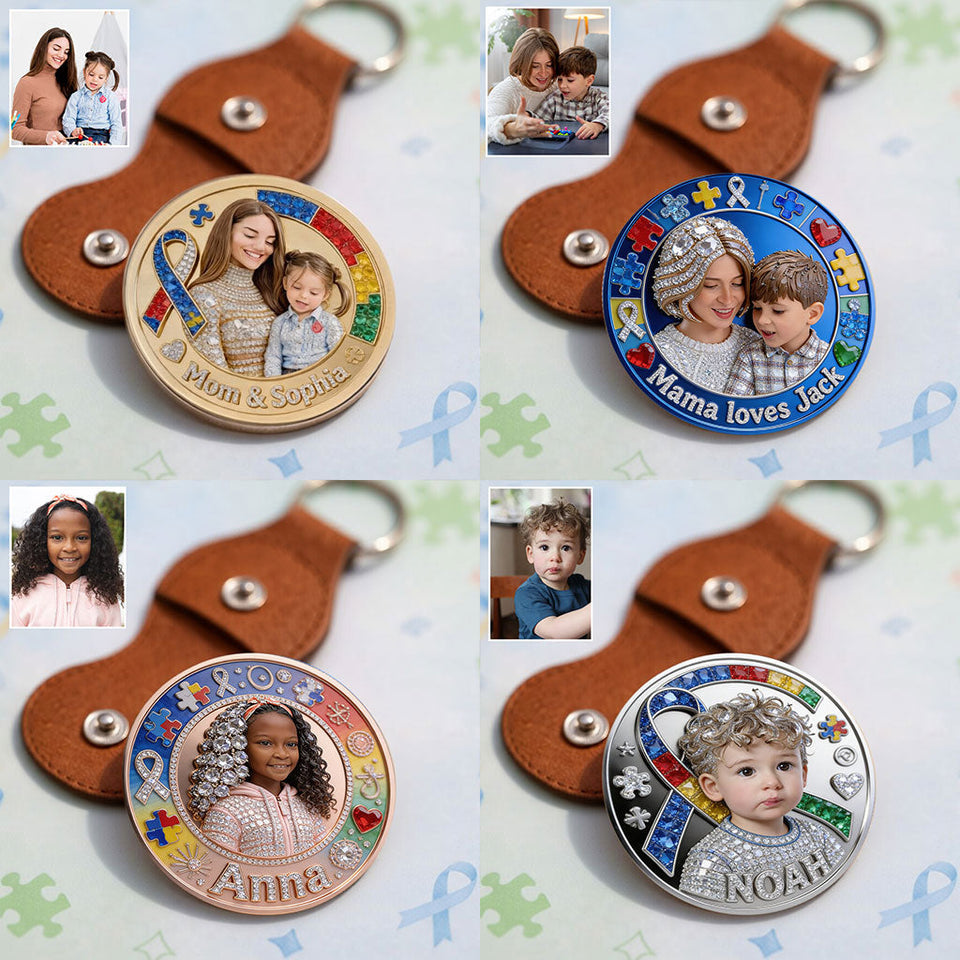 I Love You - Personalized Autism Awareness Pocket Coin Keychain