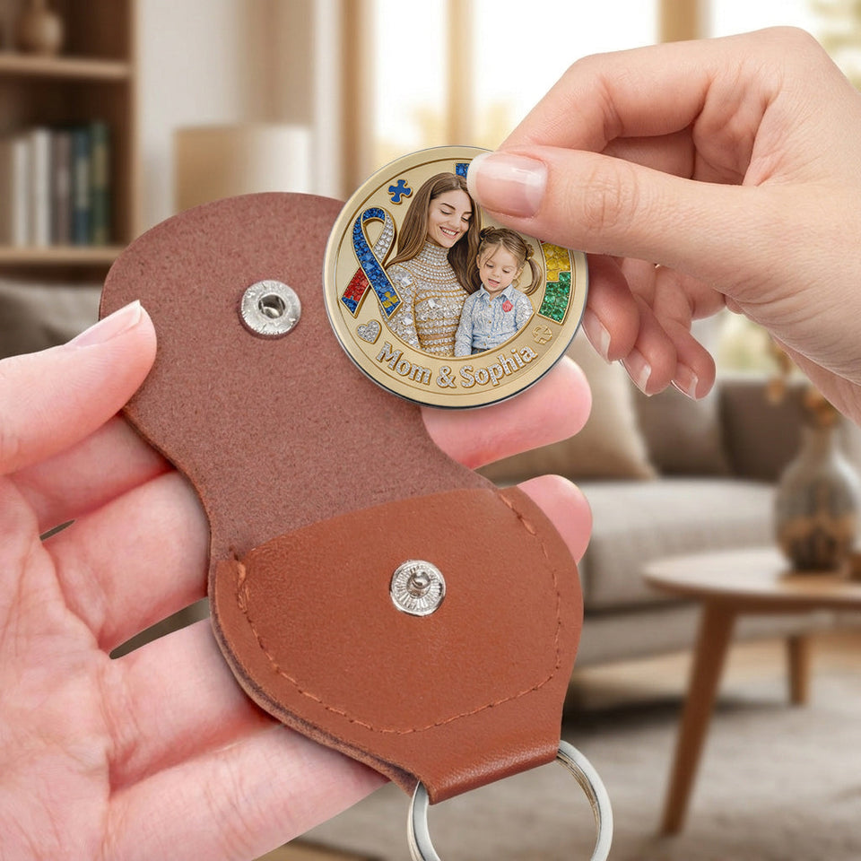 I Love You - Personalized Autism Awareness Pocket Coin Keychain