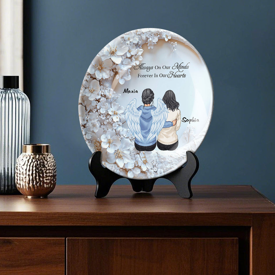 Je suis toujours avec toi - Assiette ronde en céramique personnalisée « Je suis toujours avec toi »