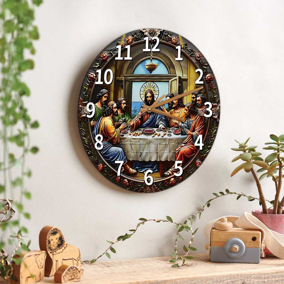 Horloge murale chrétienne La Cène