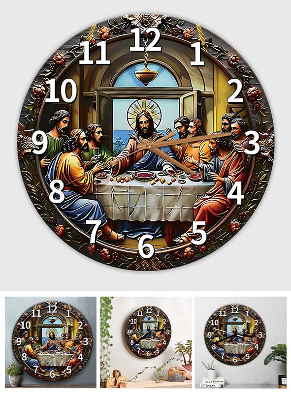 Horloge murale chrétienne La Cène