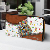 Autism Mom - Personalized Autism Awareness Leather Long Wallet