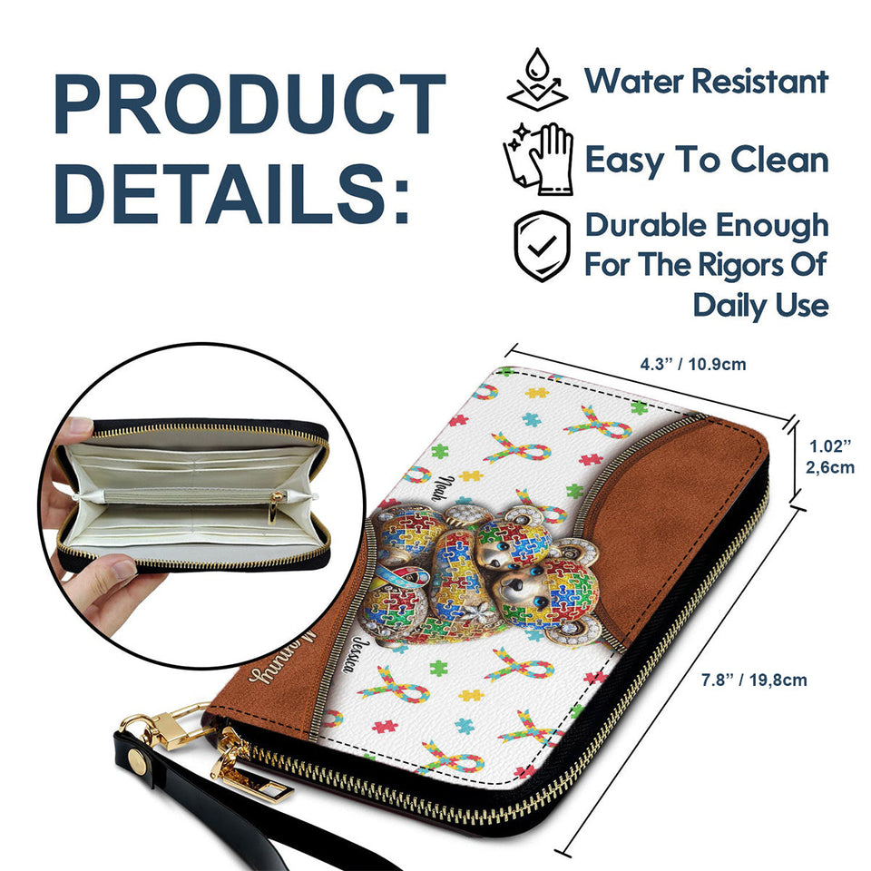 Autism Mom - Personalized Autism Awareness Leather Long Wallet