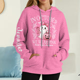 En octobre, on porte du rose ! Sweat à capuche gaufré personnalisé « Fantôme mignon » pour la sensibilisation au cancer du sein.